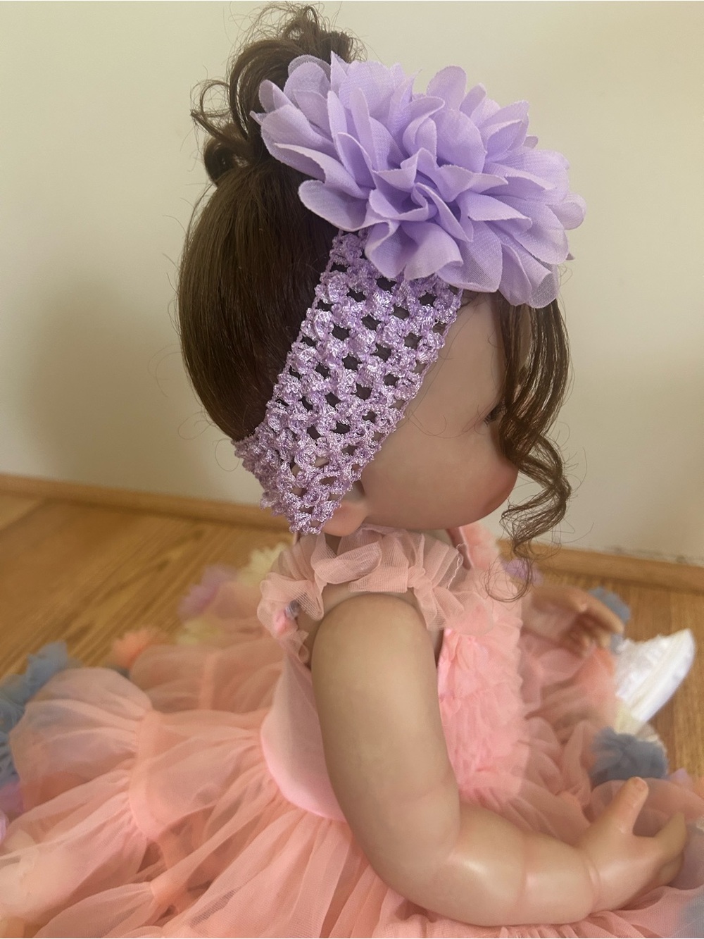 Cute Pink Ruffle Baby Doll in Pastel Tutu Dress Full body Vinyl - Picture 4 of 9